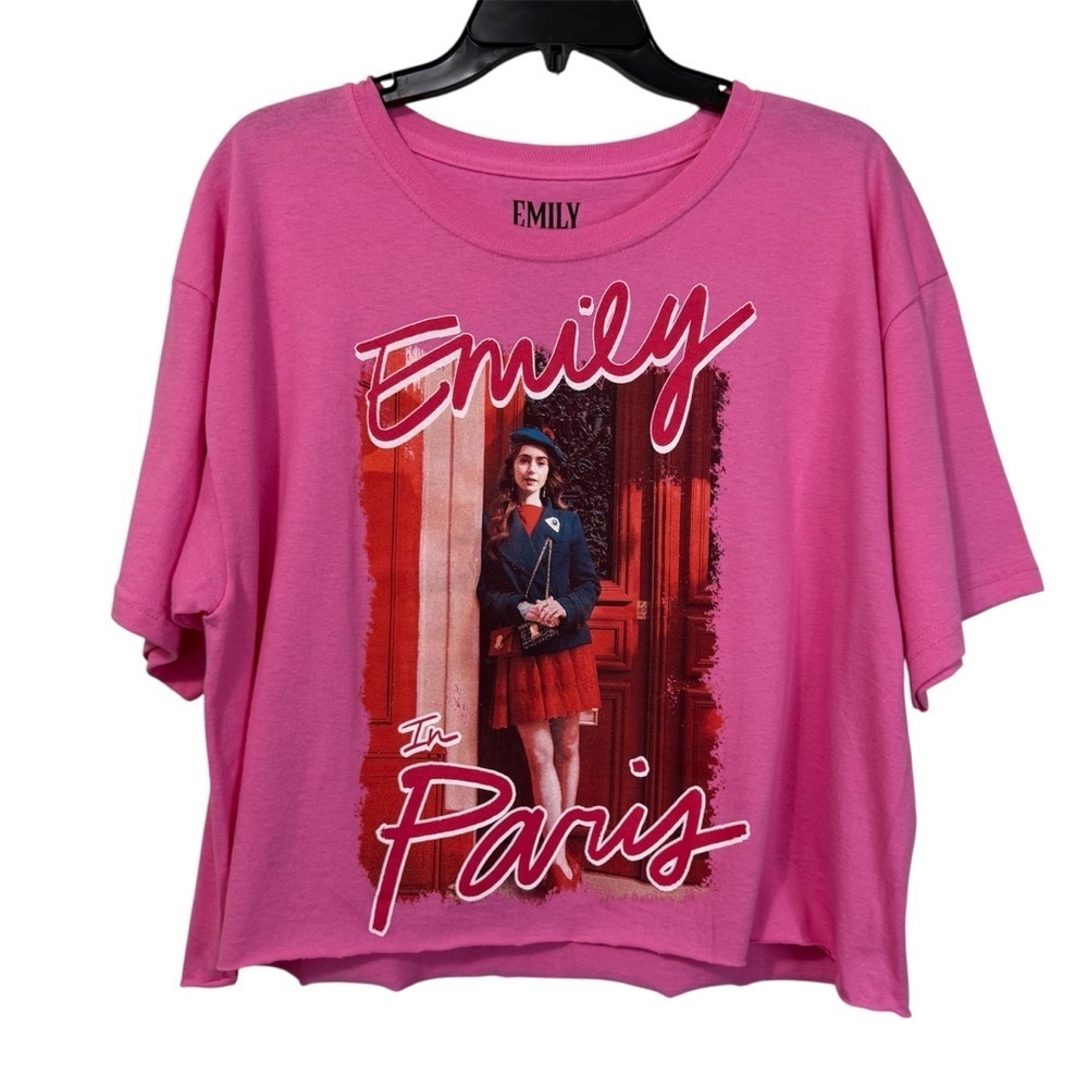 🧨 5/$25 Pink Graphic Oversized Crop Emily in Paris Tee